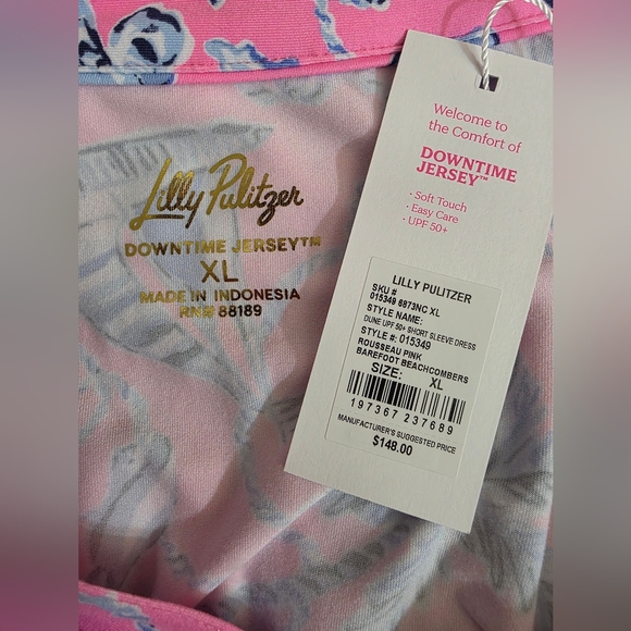 NWT Lilly Pulitzer UPF 50+ Dune Dress Rousseau Pink Barefoot Beachcomber… - Picture 8 of 13